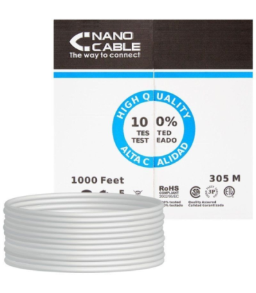 Bobina de cable rj45 utp nanocable 10.20.0304-flex cat.5e/ 305m/ gris