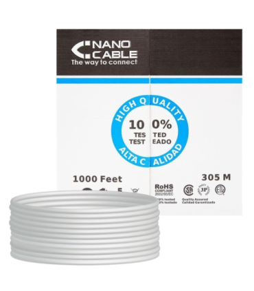Bobina de cable rj45 utp nanocable 10.20.0504 cat.6/ 305m/ gris