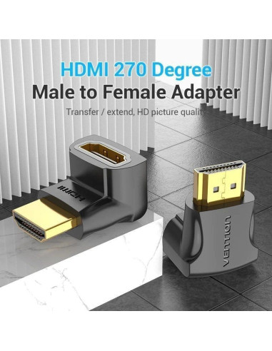Adaptador hdmi 4k 270º vention ainb0/ hdmi macho - hdmi hembra/ pack 2 uds