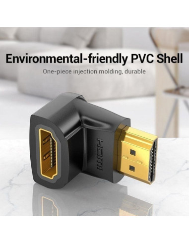 Adaptador hdmi 4k 90º vention aiob0-2/ hdmi macho - hdmi hembra/ pack 2 uds