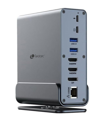 Docking usb tipo-c leotec leds06/ 5xusb/ 2xusb tipo-c/ 1xusb tipo-c pd/ 1xdisplayport/ 2xhdmi 4k/ 1xrj45/ 1xjack 3.5/ 1xlector