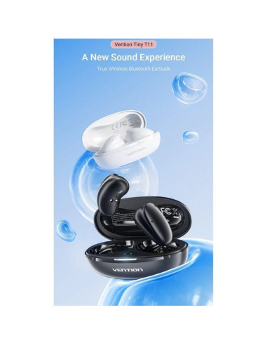 Auriculares bluetooth vention tiny t11 nbjw0 con estuche de carga/ autonomía 8h/ blancos