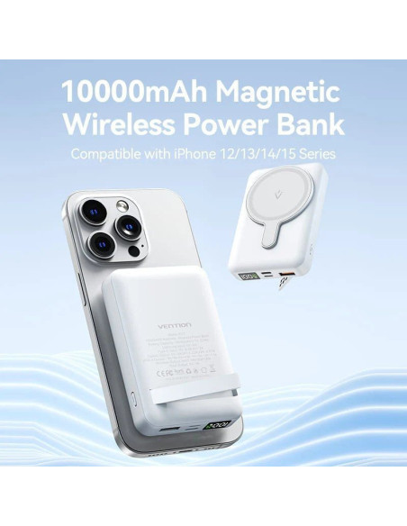 Powerbank 10000mah vention fhtb0/ 22.5w/ wireless/ negra