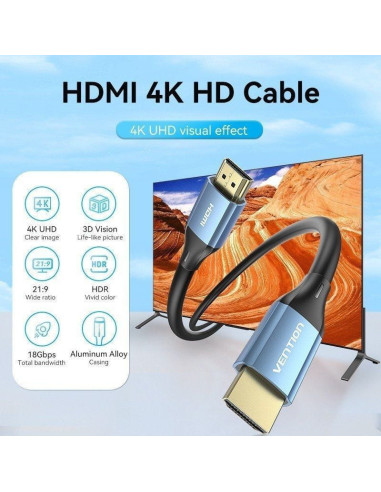 Cable hdmi 2.0 4k vention alhsf/ hdmi macho - hdmi macho/ 1m/ azul