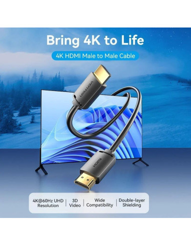 Cable hdmi vention aljbg hdmi macho - hdmi 4k macho/ 1.5m/ negro
