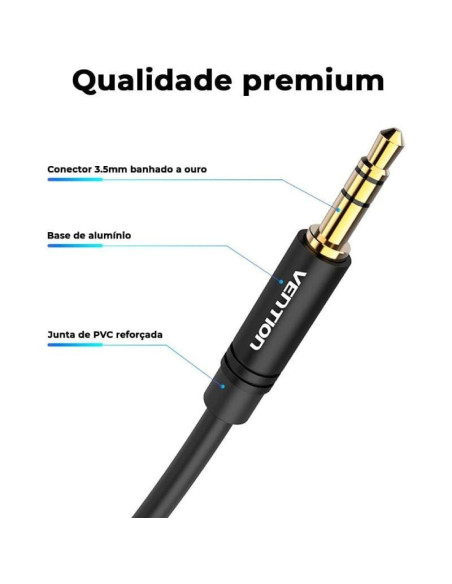 Cable estéreo vention bakbf/ jack 3.5 macho - jack 3.5 macho/ 1m/ negro