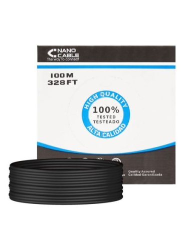 Bobina de cable rj45 para exteriores utp nanocable 10.20.0302-ext-bk cat.5e/ 100m/ impermeable/ negro