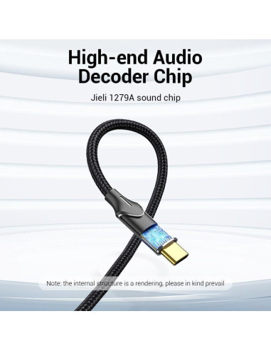 Cable conversor vention bguhi/ 2x rca macho - usb tipo-c macho/ 3m/ gris