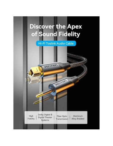 Cable de audio de fibra óptica vention bkcbg/ 1.5m/ negro