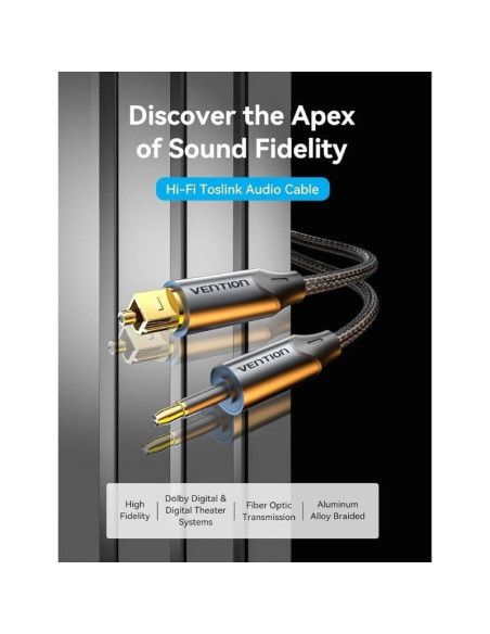 Cable de audio de fibra óptica vention bkcbg/ 1.5m/ negro