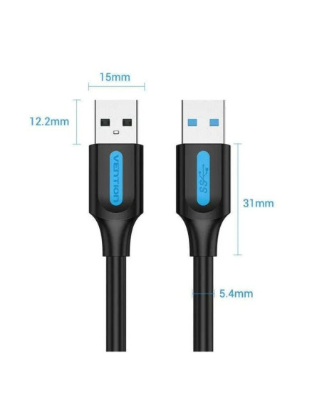 Cable usb 3.0 vention conbd/ usb macho - usb macho/ 5gbps/ 50cm/ negro