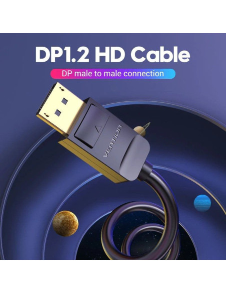 Cable displayport 1.2 4k vention hacbi/ displayport macho - displayport macho/ 3m/ negro