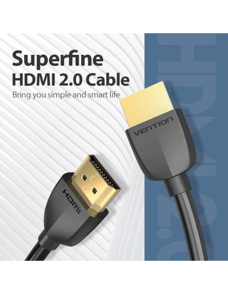 Cable hdmi 2.0 4k portatil vention aaibh/ hdmi macho - hdmi macho/ 2m/ negro