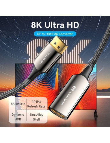 Cable conversor vention hfnbc/ displayport macho - hdmi hembra/ 25cm/ negro