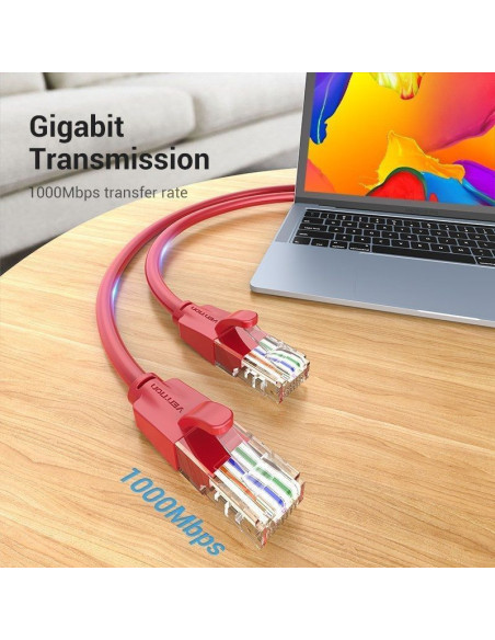 Cable de red rj45 utp vention iberf cat.6/ 1m/ rojo