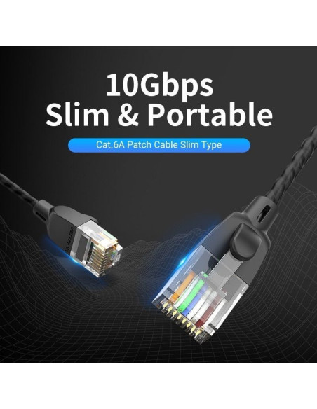 Cable de red rj45 utp vention ibibf cat.6a/ 1m/ negro