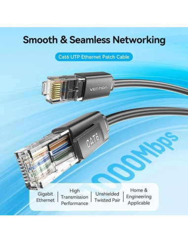 Cable de red rj45 utp vention ibrbh cat.6/ 2m/ negro