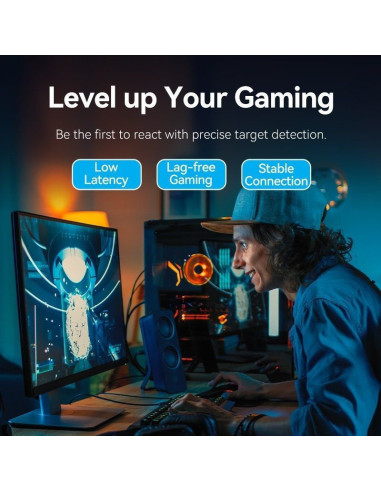 Cable de red rj45 utp 26awg vention ikkbj cat.8/ gaming/ 8m/ negro