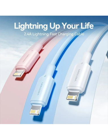 Cable usb 2.0 lightning vention lamph/ usb macho - lightning macho/ 480mbps/ 2m/ rosa