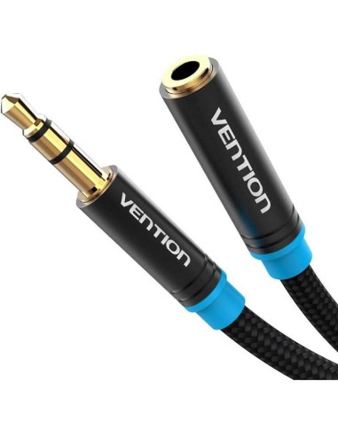 Cable estéreo vention vab-b06-b300-m/ jack 3.5 macho - jack 3.5 hembra/ 3m/ negro