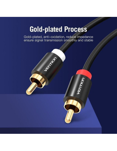 Cable estéreo vention vab-r06-b200/ 2x rca macho - 2x rca macho/ 2m/ negro