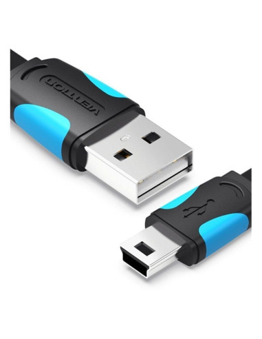 Cable usb 2.0 vention vas-a14-b050/ miniusb macho - usb macho/ hasta 10w/ 480mbps/ 50cm/ azul y negro