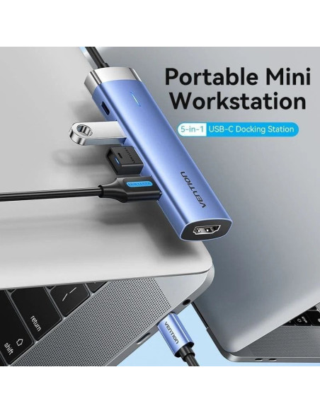 Docking usb tipo-c vention tgesb/ 3xusb/ 1xhdmi/ 1xusb tipo-c pd