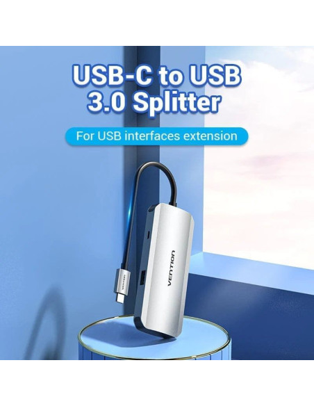 Hub usb tipo-c vention tnahb/ 4xusb/ 1xmicrousb pd