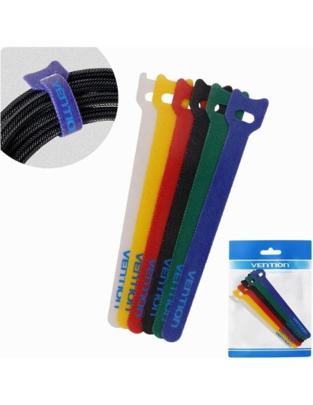 Tira organizadora de cables vention kac00/ 15cm/ pack de 6
