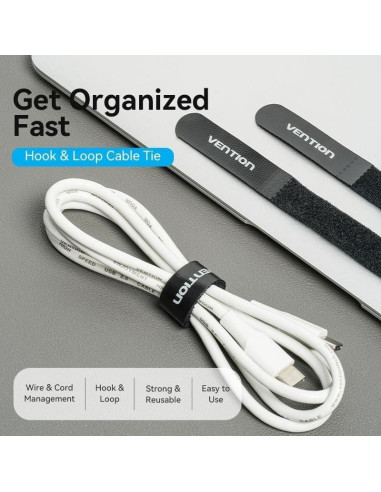 Tira organizadora de cables vention kaob0-10/ 18cm/ pack de 10