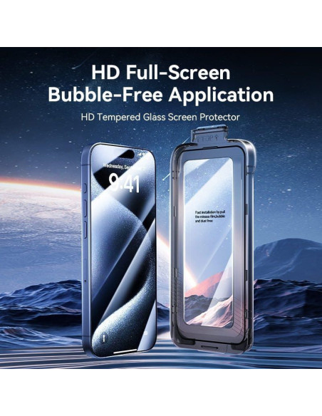 Protector de pantalla de cristal templado vention kuitca-30 para iphone 13 pro + herramienta de instalación antipolvo