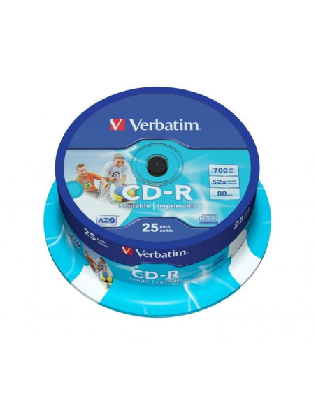 Cd-r verbatim azo imprimible 52x/ tarrina-25uds
