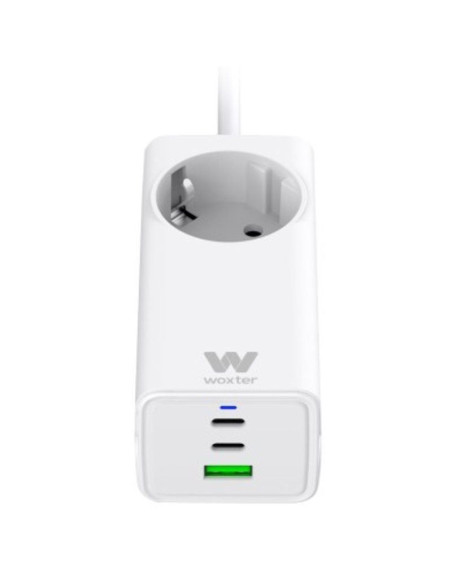 Regleta woxter pe26-180/ 1 tomas de corriente/ 2 usb tipo-c/ 1 usb-a/ cable 1.5m/ blanco