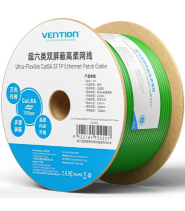 Bobina de cable rj45 sftp vention ihtg305 cat.6a/ 305m/ verde