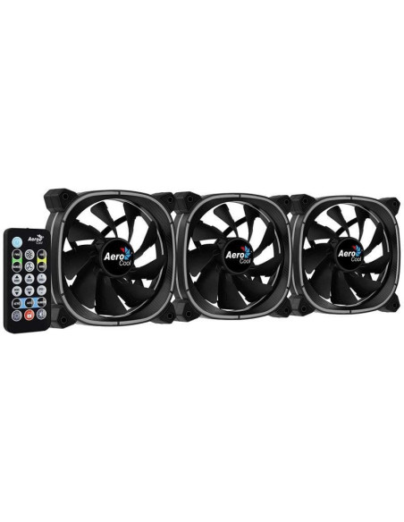 Pack 3 ventiladores aerocool astro 12 pro/ 12cm + h66f hub + mando a distancia