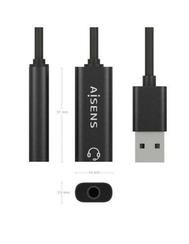 Tarjeta de sonido aisens a106-0770/ usb macho - jack 3.5 hembra