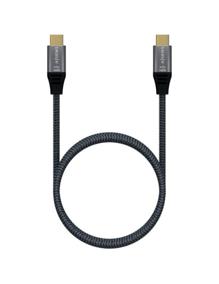 Cable usb 3.2 tipo-c aisens a107-0672 20gbps 100w/ usb tipo-c macho - usb tipo-c macho/ hasta 100w/ 2500mbps/ 1.5m/ gris