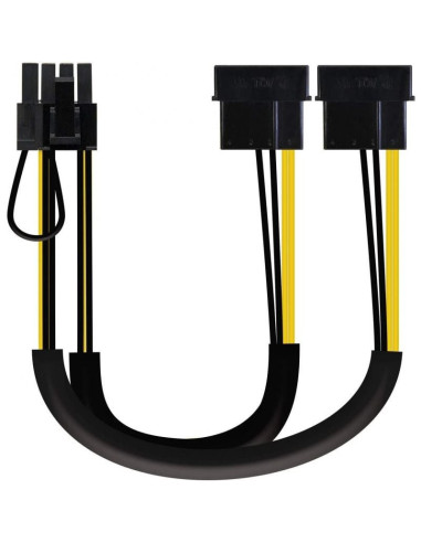 Cable alimentación tarjeta gráfica aisens a131-0165/ 2x molex macho - molex 6+2 pin macho/ hasta 54w/ 20cm