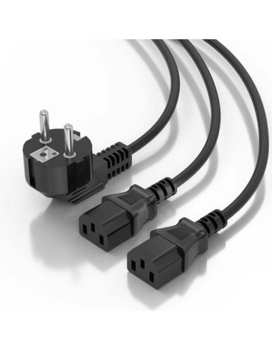 Cable alimentación cpu aisens a132-0864/ cee7 macho - 2x c13 hembra/ 1.8m/ negro