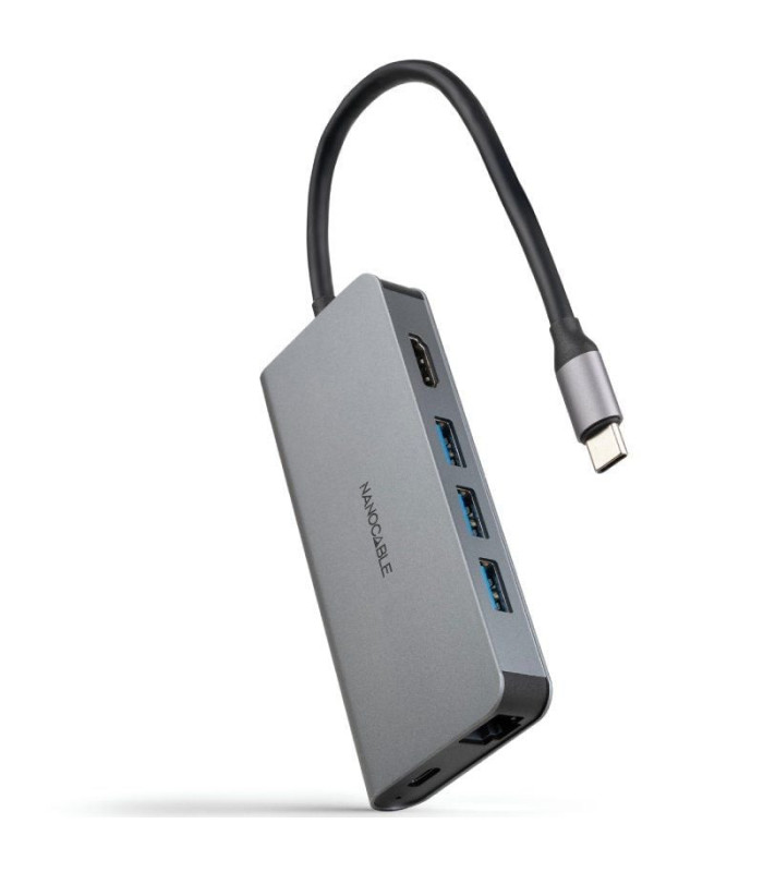 Docking tipo-c nanocable 10.16.4609/ 3xusb/ 1xhdmi 4k/ 1xrj45/ 1xlector tarjetas/ 1xusb tipo-c pd/ gris