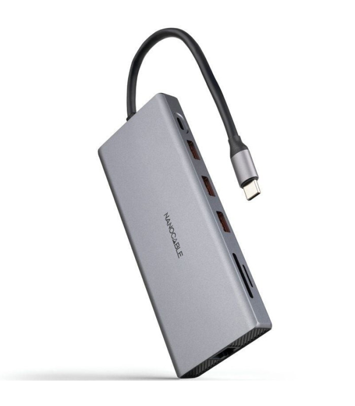 Docking tipo-c nanocable 10.16.4612/ 3xusb/ 1xusb tipo-c/ 2xhdmi 4k/ 1xdisplayport/ 1xrj45/ 1xlector tarjetas/ 1xjack 3.5/