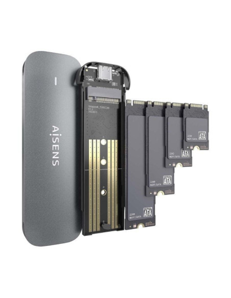 Caja externa para disco ssd m.2 sata aisens asm2-006gry/ usb 3.1/ sin tornillos