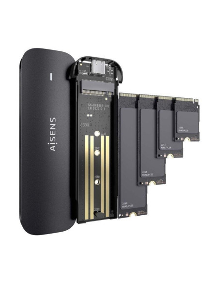Caja externa para disco ssd m.2 nvme aisens asm2-024b/ usb 3.2/ sin tornillos