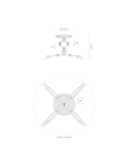 Soporte de techo/ pared para proyector aisens cp03tsr-129/ giratorio-inclinable/ hasta 13.5kg