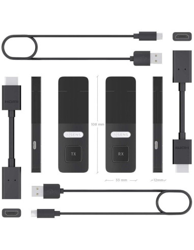 Adaptador de vídeo inalámbrico hdmi a hdmi aisens aswl-h2k30m001-bk