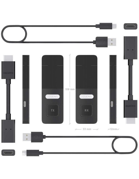 Adaptador de vídeo inalámbrico hdmi a hdmi aisens aswl-h2k30m001-bk