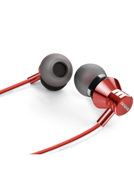 Auriculares intrauditivos aiwa estm-50rd/ con micrófono/ jack 3.5/ rojos