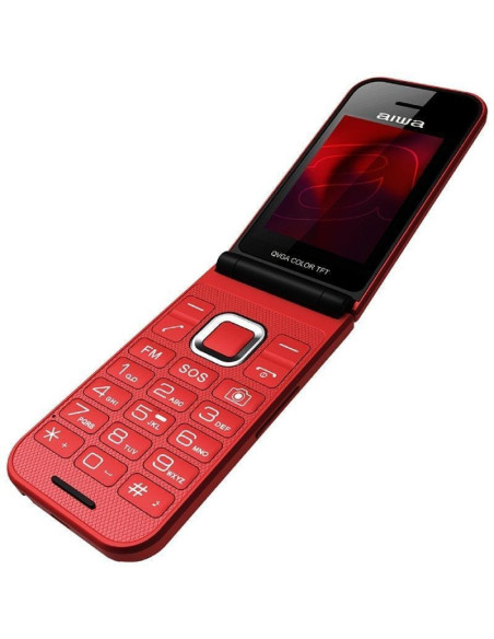 Teléfono móvil aiwa fp-24rd para personas mayores/ rojo
