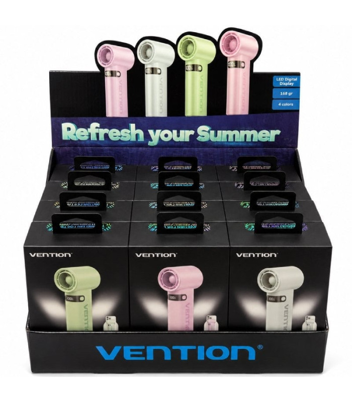 Pack 12 ventiladores de mano vention pbe-pack2/ 100 velocidades