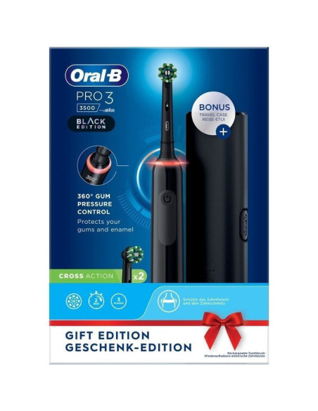 Cepillo dental braun oral-b vitality pro 3 3500/ incluye 2 recambios/ negro